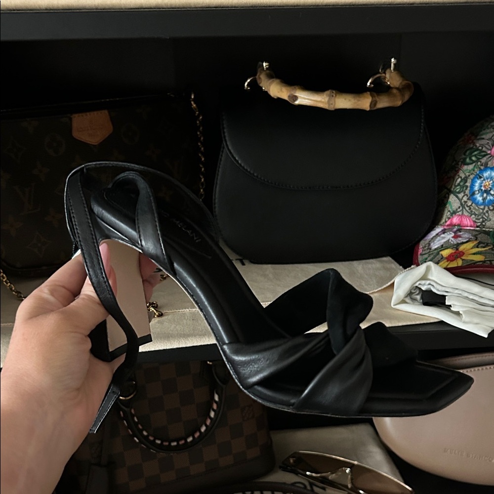 ANTONIO MELANI Black Twist Strap Heels